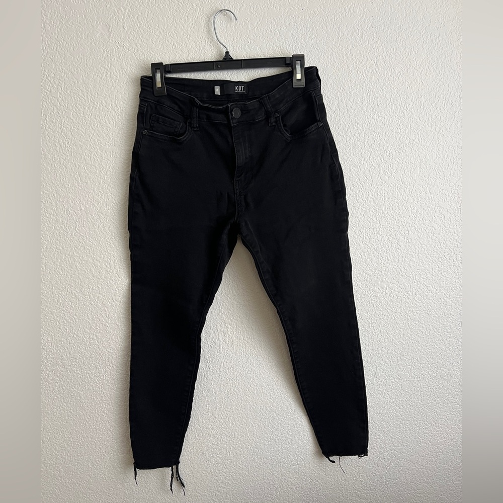 Kut from the Kloth Donna High Rise Ankle Skinny Black Jeans Size 6P